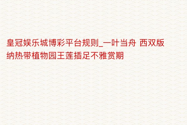 皇冠娱乐城博彩平台规则_一叶当舟 西双版纳热带植物园王莲插足不雅赏期